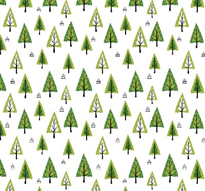 Fabric roller blind for window drawn forest print