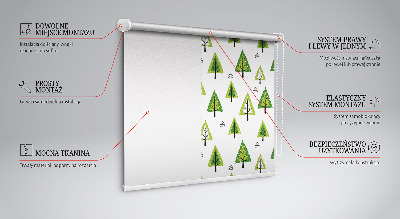 Fabric roller blind for window drawn forest print