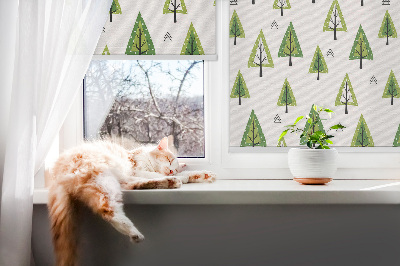 Fabric roller blind for window Drawn forest