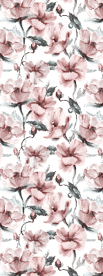 Blackout roller blind with pink flowers print