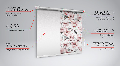 Blackout roller blind Pink flowers