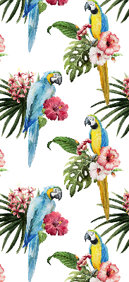 Fabric roller blind for window Parrot on flowers