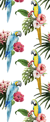 Fabric roller blind for window Parrot on flowers