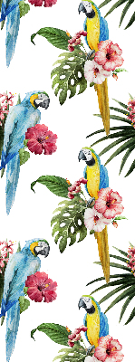 Fabric roller blind for window Parrot on flowers