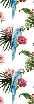 Fabric roller blind for window Parrot on flowers