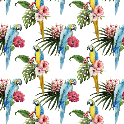 Fabric roller blind for window Parrot on flowers