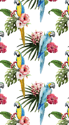 Fabric roller blind for window Parrot on flowers
