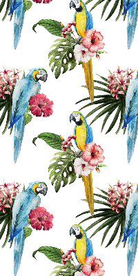 Fabric roller blind for window Parrot on flowers