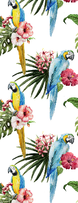 Fabric roller blind for window Parrot on flowers