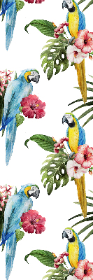Fabric roller blind for window Parrot on flowers