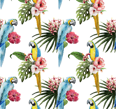Fabric roller blind for window Parrot on flowers