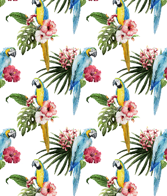 Fabric roller blind for window Parrot on flowers
