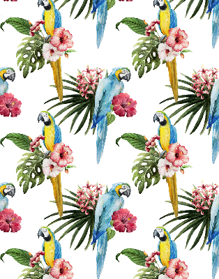 Fabric roller blind for window Parrot on flowers