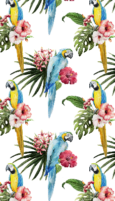 Fabric roller blind for window Parrot on flowers