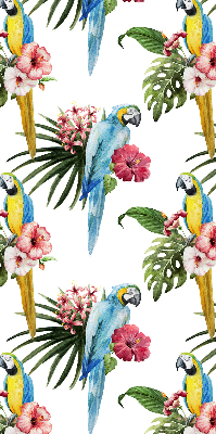 Fabric roller blind for window Parrot on flowers