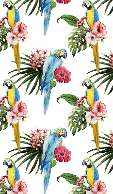 Fabric roller blind for window Parrot on flowers