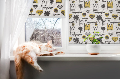 Blackout roller blind Drawn flowers