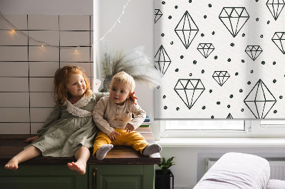 Blackout roller blind for window Drawn diamonds