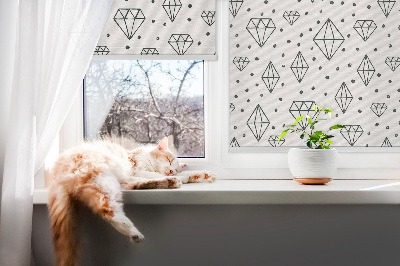 Blackout roller blind for window Drawn diamonds