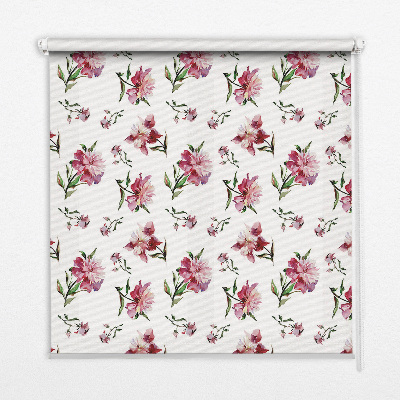 Fabric roller blind for window Pink flower