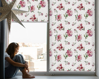 Fabric roller blind for window Pink flower