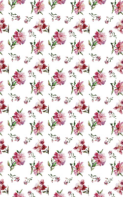 Fabric roller blind for window in pink flower pattern