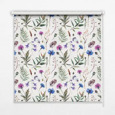 Blackout roller blind with colorful flowers print
