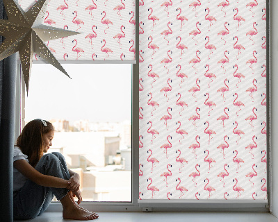 Blackout roller blind for window Flamingos
