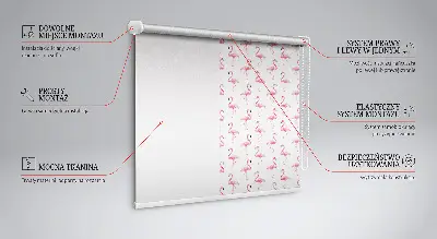Blackout roller blind with flamingo pattern