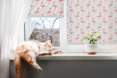 Blackout roller blind for window Flamingos