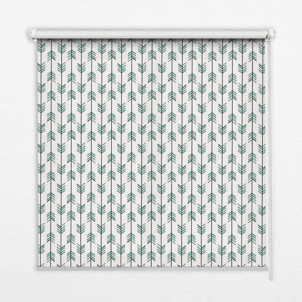 Fabric roller blind for window Small colorful fir trees