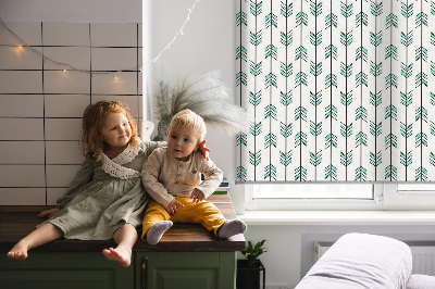 Fabric roller blind for window Small colorful fir trees