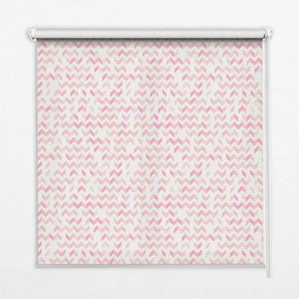 Blackout roller blind with pink up and down arrows pattern