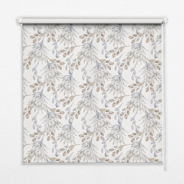 Blackout roller blind for window White flowers