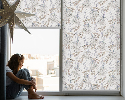 Blackout roller blind for window White flowers
