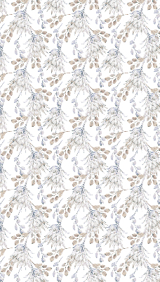 Blackout roller blind for window with white flowers pattern