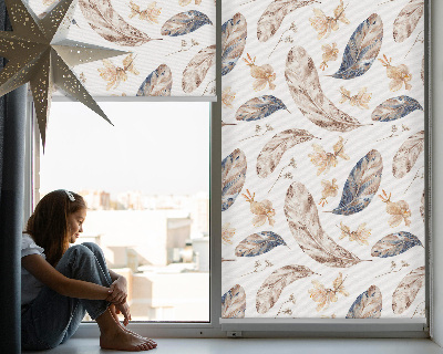 Fabric roller blind for window leaves print