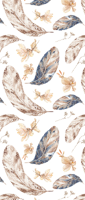 Fabric roller blind for window leaves print