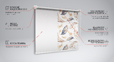 Fabric roller blind for window leaves print