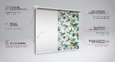 Blackout roller blind for window Birds and colorful spots