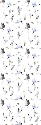 Fabric roller blind for window in herons print