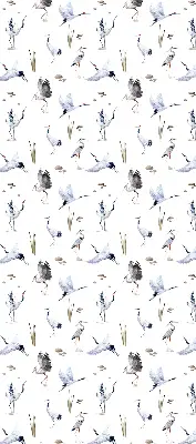 Fabric roller blind for window in herons print