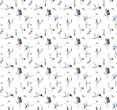 Fabric roller blind for window in herons print