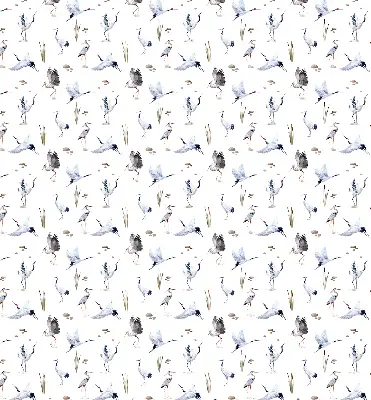 Fabric roller blind for window in herons print