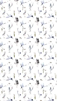 Fabric roller blind for window in herons print