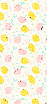 Fabric roller blind for window Pink and yellow lemons