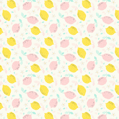 Fabric roller blind for window Pink and yellow lemons