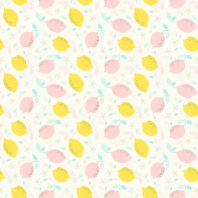 Fabric roller blind for window Pink and yellow lemons