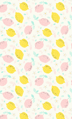 Fabric roller blind for window Pink and yellow lemons