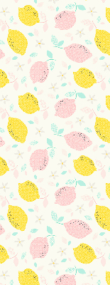Fabric roller blind for window Pink and yellow lemons
